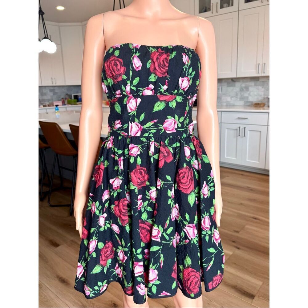 Vintage Betsey Johnson Coquette Rose Floral Corset Bow Dress Grunge Goth 8 y2k